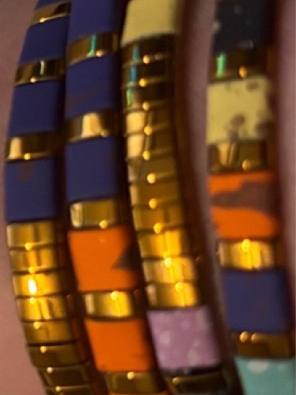 Colorful Tila Tile Beaded Bracelets - Set of Four - Multicolor & Flexible